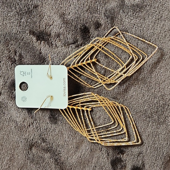 NWT Lovisa Fashion earrings faux gold dangle shimmer sparkle 4" long - Picture 4 of 10